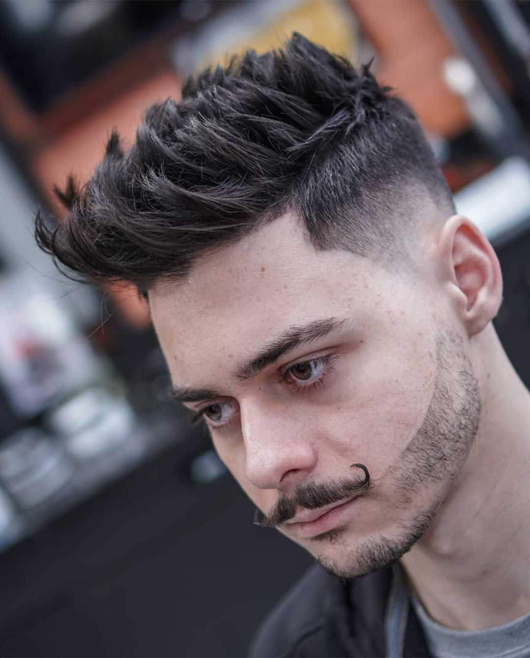 Spiky Quiff with High Fade