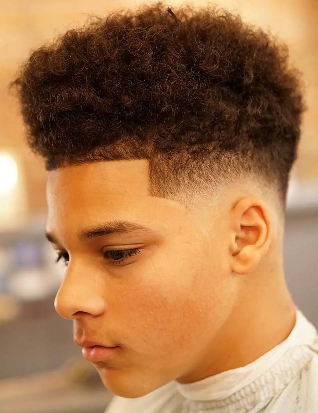 Afro Style with Temple Fade