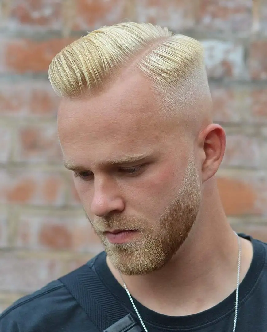 Blonde Comb Over with Hard Part