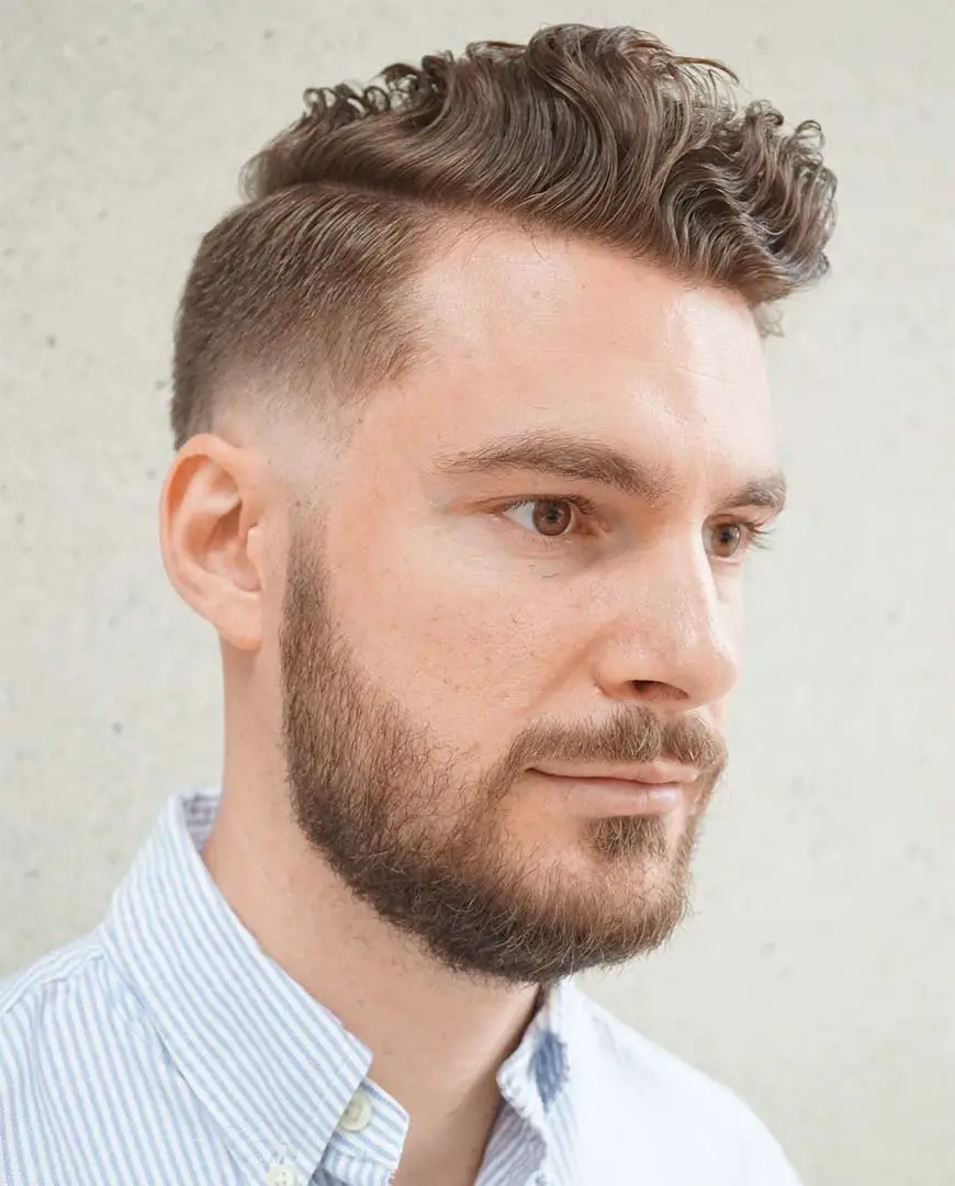 Mid Fade with Long Wavy Top