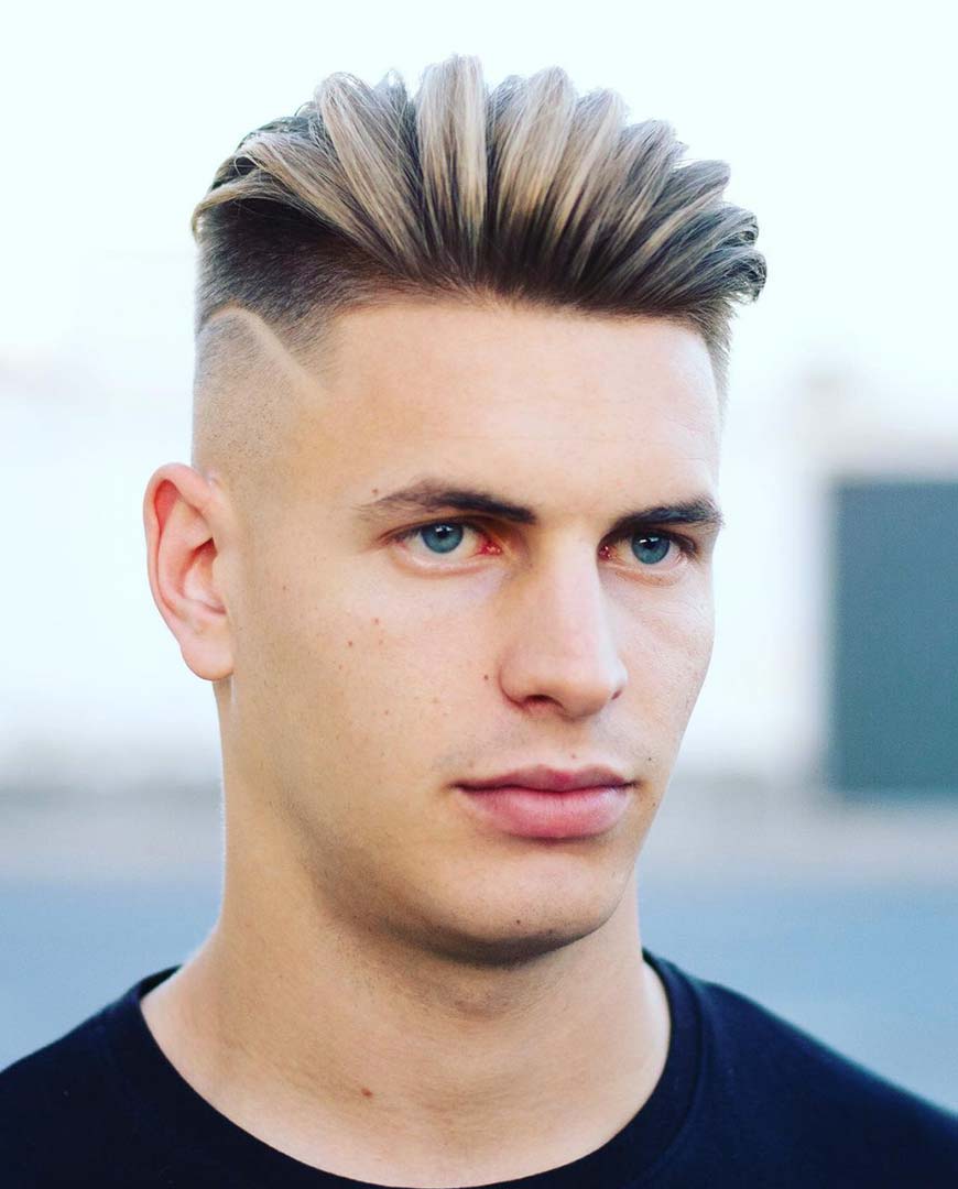 Fade brushed back hairstyle for male | HairstyleAI