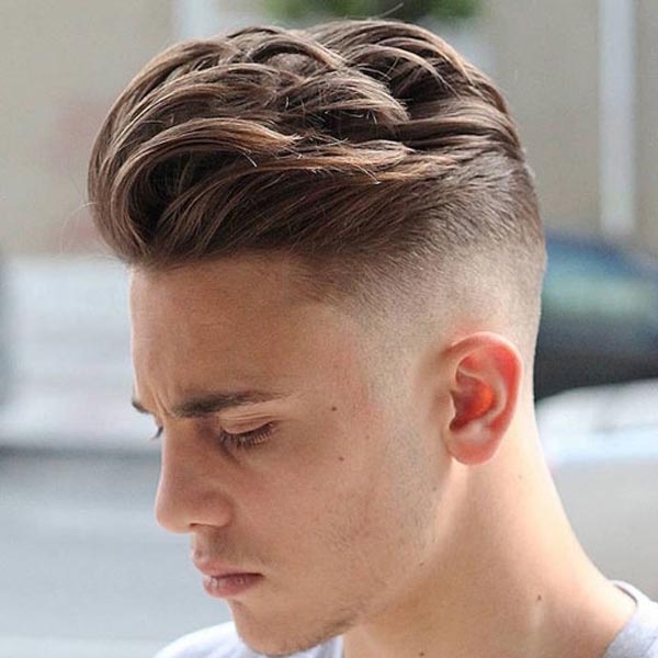 Pompadour with Low Skin Fade haircut