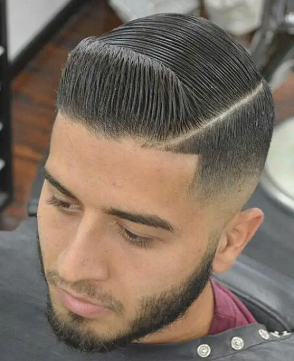 Pompadour with Low Skin Fade
