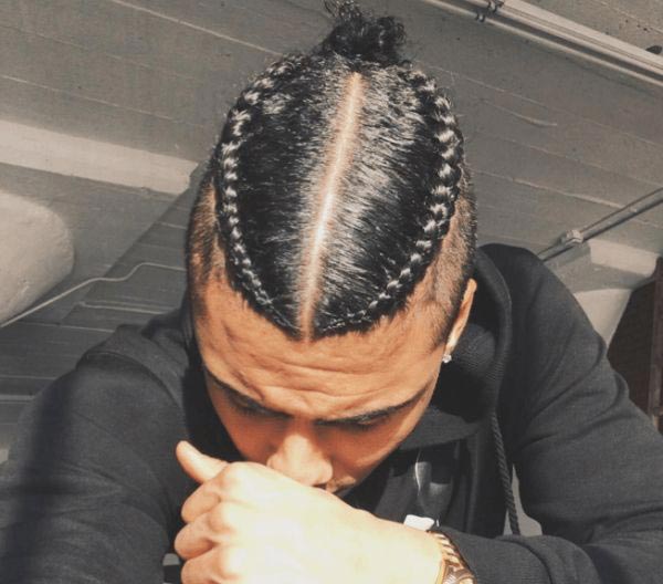 Braided Man Bun with Blurry Fade