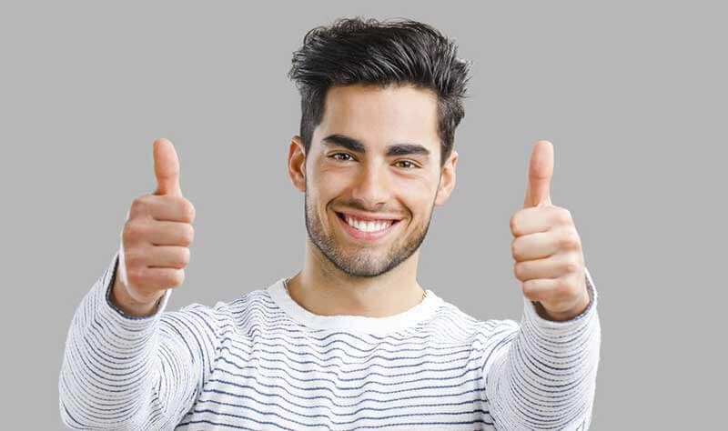 confident man with side part hairstyle