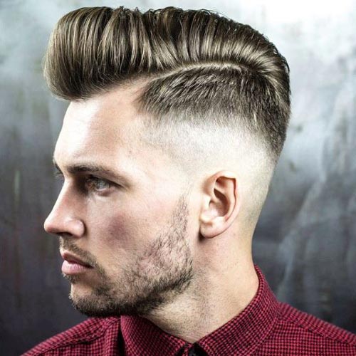 Pompadour with High Skin Fade