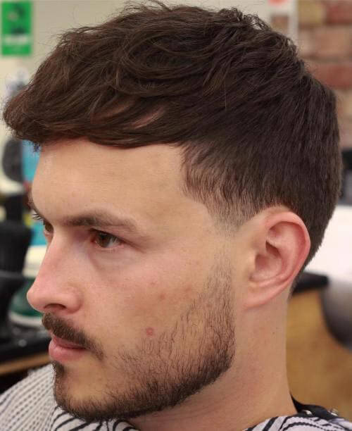 Low Fade Caesar Haircut for Receding Hairlines 
