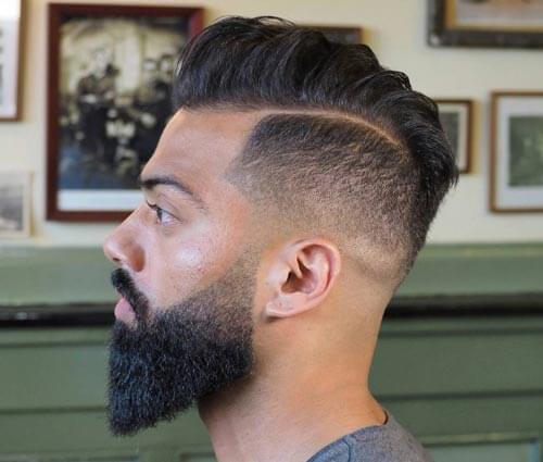 Mid Fade Comb Over with Side Part