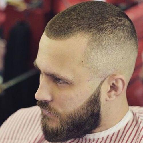 Buzz Cut with Faded Sides and Beard