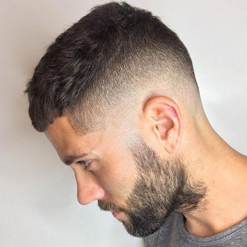 Textured Caesar Haircut with Skin Fade