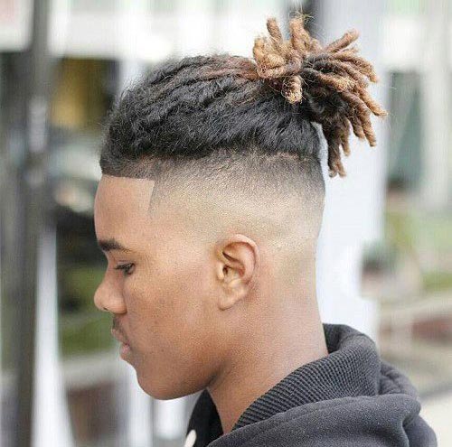 Top Knot with Temple Fade