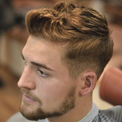 Wavy Brushed Up Haircut with Drop Fade