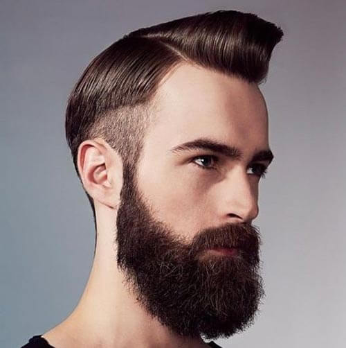 Pompadour with disconnected Undercut and Beard