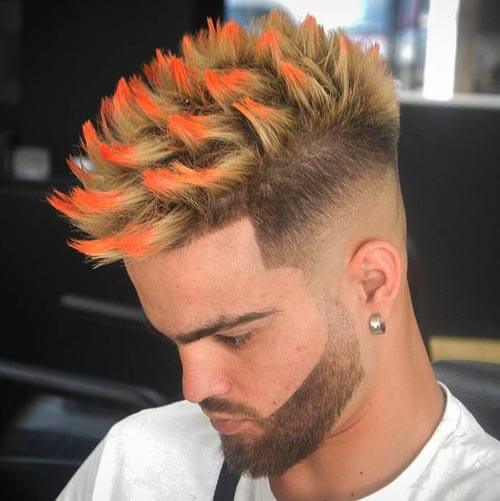 Highlighted Spiky Top with Bald Fade