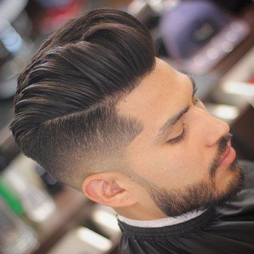 Modern Pompadour Quiff with Razor Fade