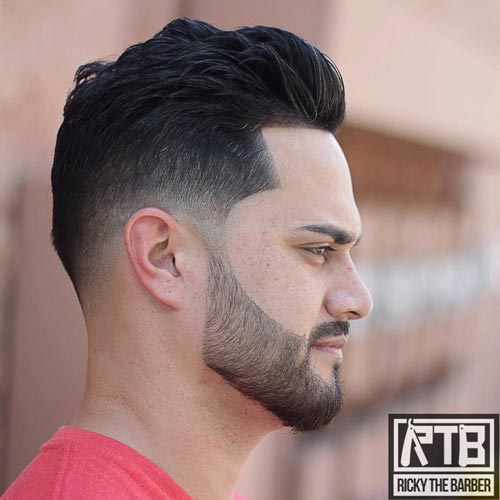 Temple Fade with Long Wavy Top