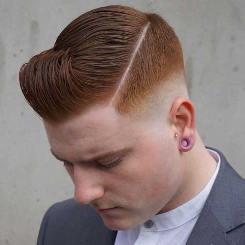 Slicked Over Side Part with Drop Fade