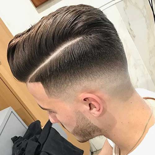 Comb Over with Low Fade and Hard Part