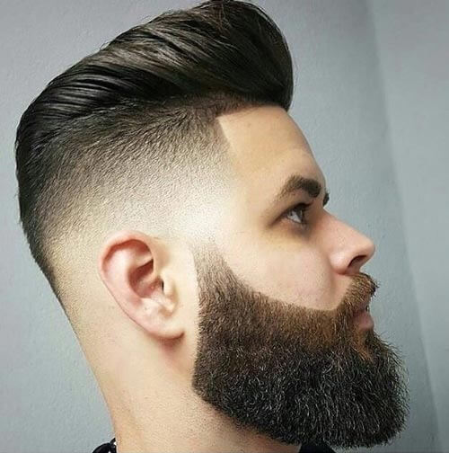 Modern Pompadour Fade with Bald Sides