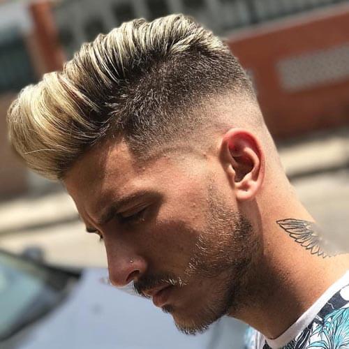 Skin Faded Quiff with Highlighted Top