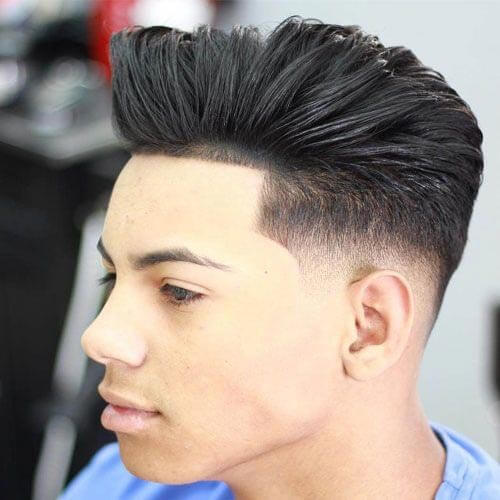 Textured Quiff with Temple Fade