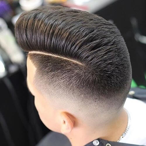 Layered Pompadour with Quiff and Taper Fade