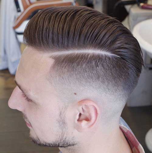 Comb Over Fade with Hard Part