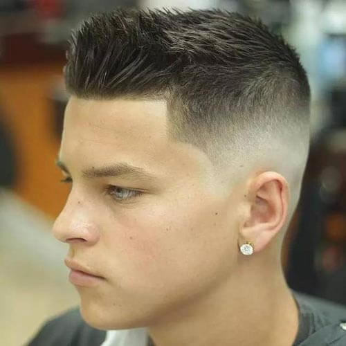 Spiky Brushed Up Haircut with Skin Fade