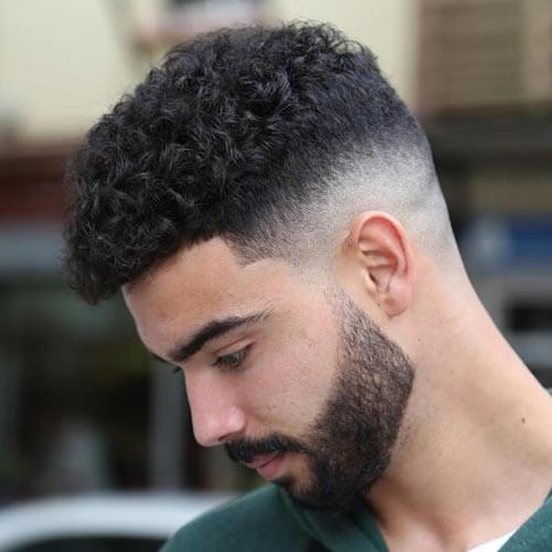 Curly Hair with Temp Fade -Short Haircut 