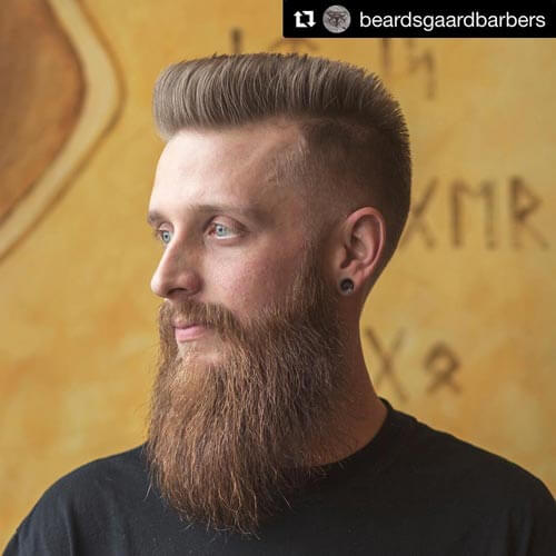 Elegant Flat Top Haircut with Big Beard