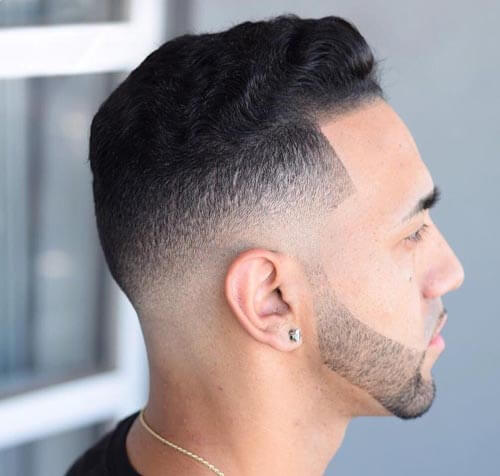 Wavy Pompadour with Temple Fade