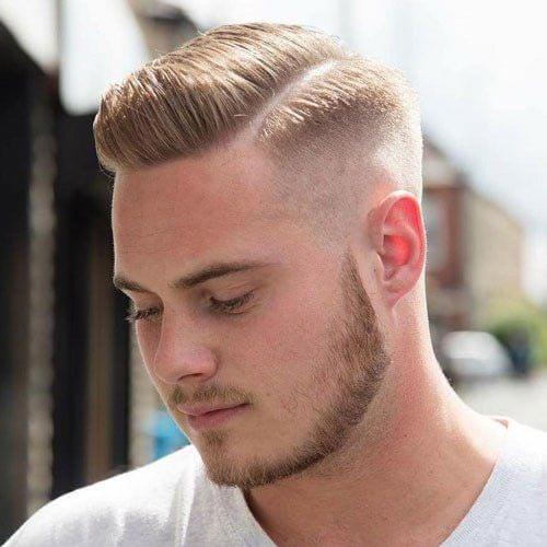 Side Combed Hair With High Bald Fade