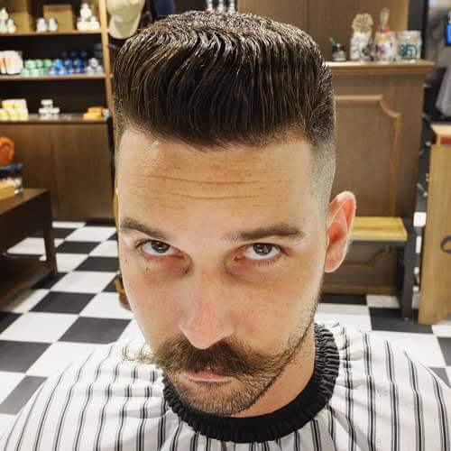 Pompadour Flat Top with Skin Fade