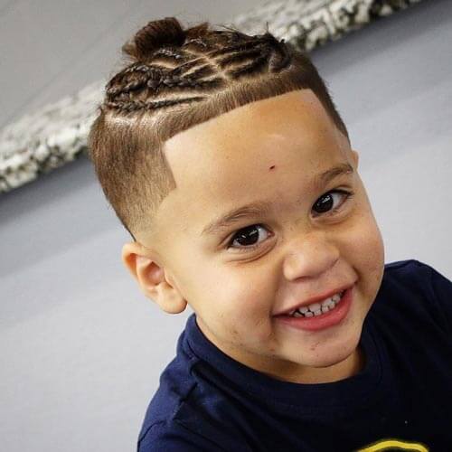 Toddler Boy Haircuts - Braided Top Knot with Temple Fade
