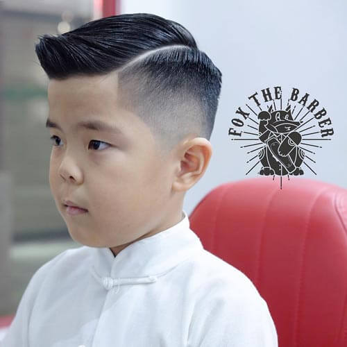 Cute Little Boy Haircuts - Razor Cut With Deep Part and Fade