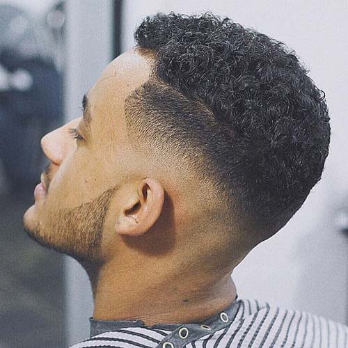 Curly Hair With Taper Bald Fade