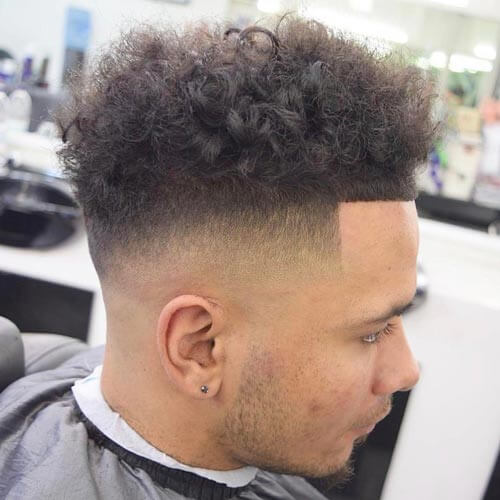 Curly Top With Temple Fade