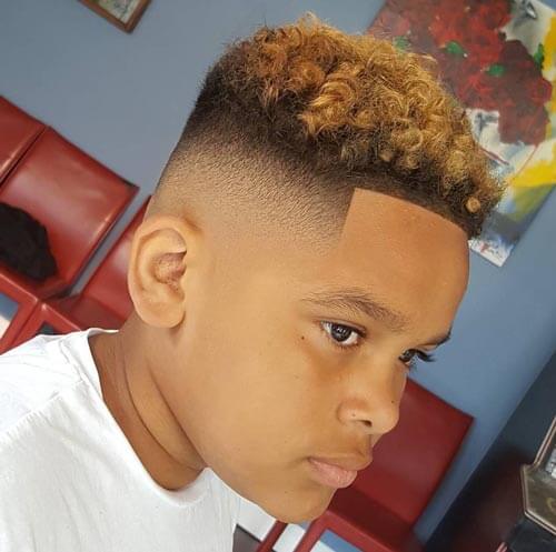 little boy haircuts - Curly High Top with Temple Fade