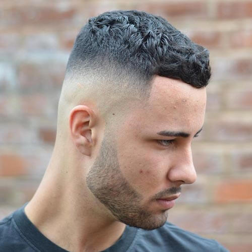 Wavy Hair and Bald Taper Fade