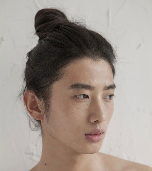 Classic Asian Man Bun Hairstyle