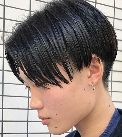 Two Block Haircut Straight Medium