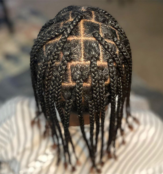 Box Braids with Highlighted Edges