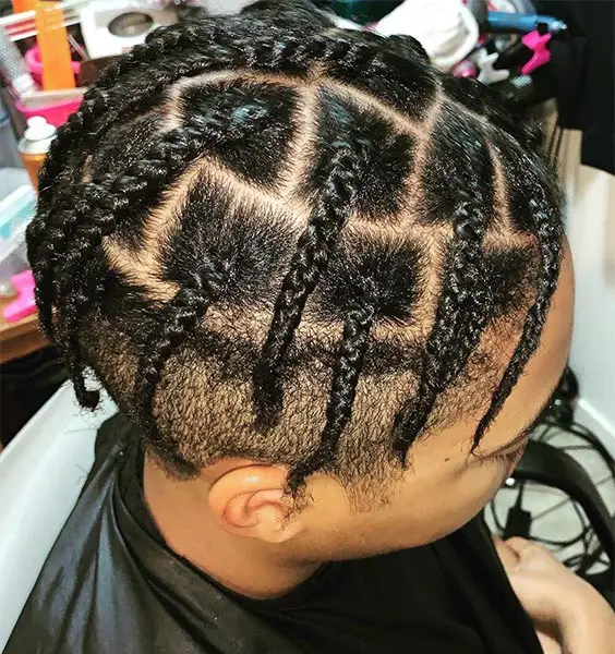 Short Braids with Shaved Sides