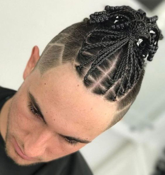 Square Braids with Man Bun