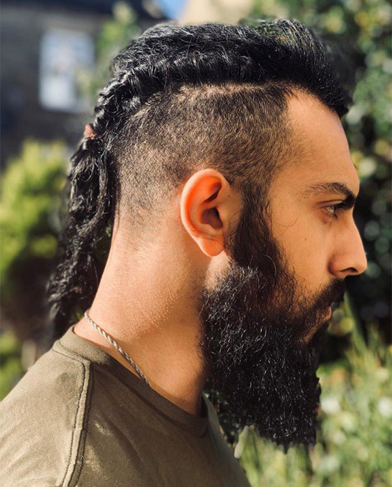 Mohawk Viking Braids with Beard