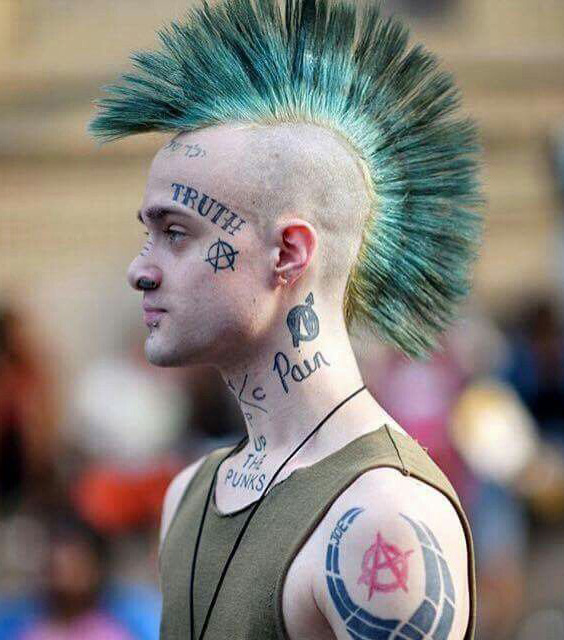 Teal Striped Fan Punk Mohawk