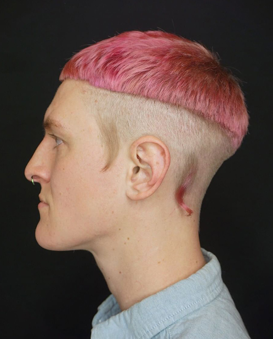 Hot Pink Bowl Cut with Rat Tails