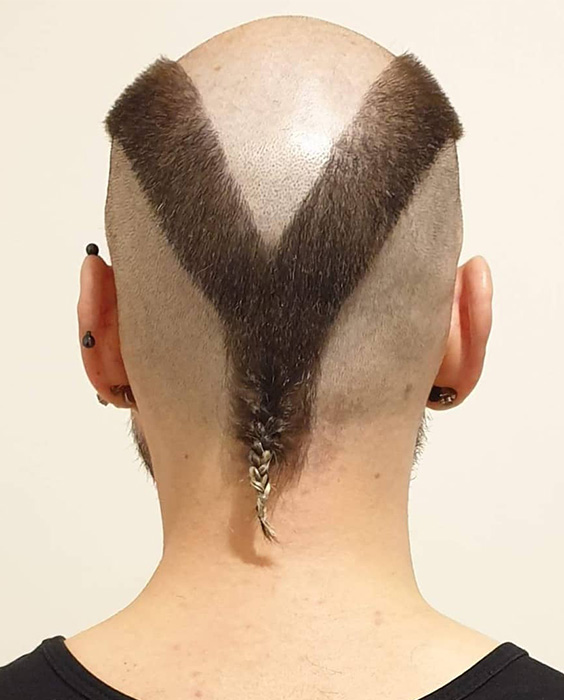 V Shape Buzz Cut with Tail