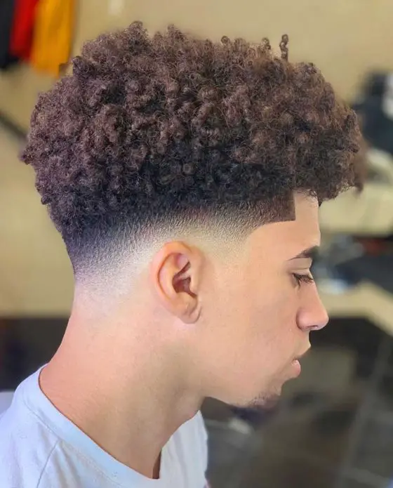 10 Curly Top with Clean Fade - Suit Who