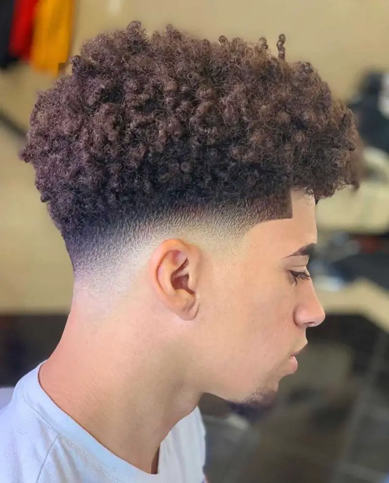 Blowout Haircut 25 Modern Blowout Fade And Taper Hairstyles   10 Curly Top With Clean Fade 800x993 